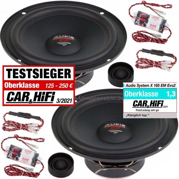 Audio System X-165 EM EVO2 16,5cm 2-Wege Komponenten Lautsprecher 165mm 280 Watt X--ion X165 easy mount